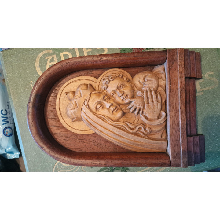 Relevo em madeira Virgem Maria e Menino Jesus 1960