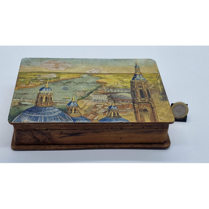 Vintage Handgeschilderde Doos Zaragoza (Jaren '60)