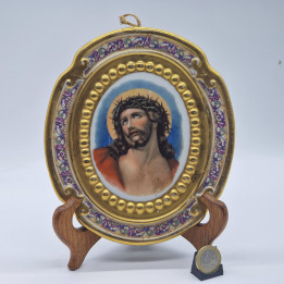 Porzellan-Andachtsbild Ecce Homo (1960er) — 24K Gold