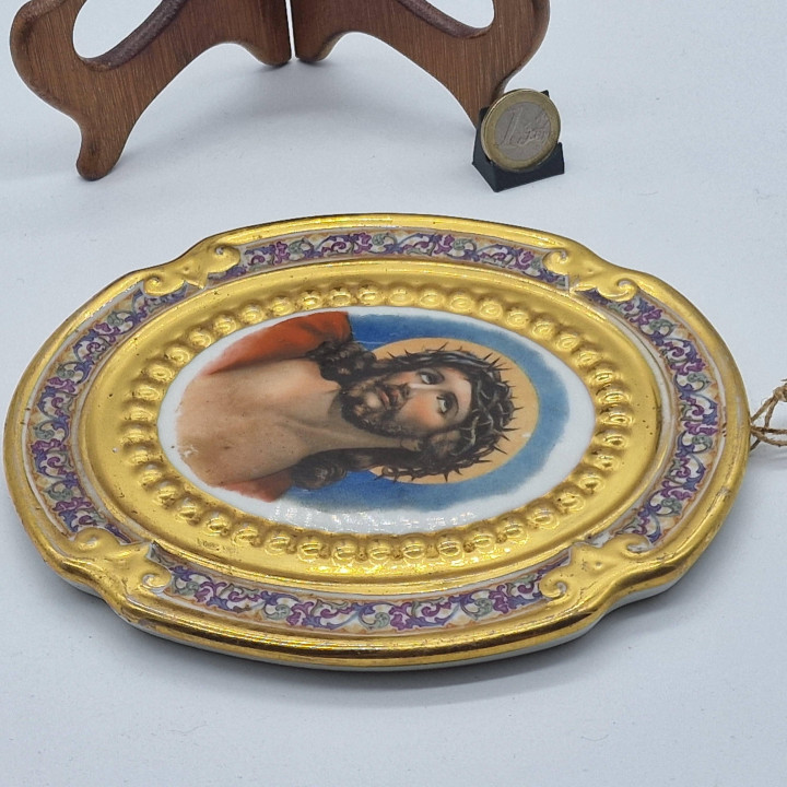 Фарфоровая икона Ecce Homo (1960-е) — Испания, 24к золото