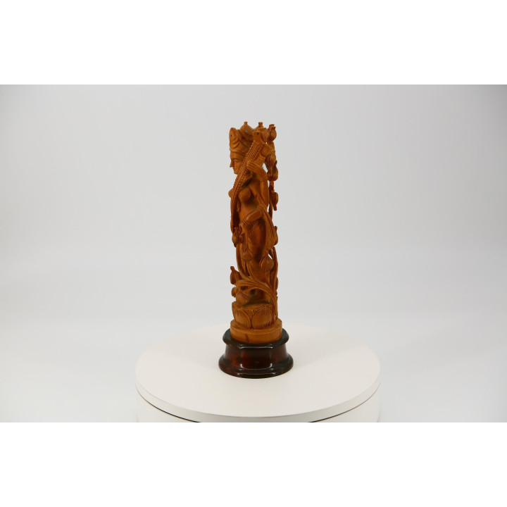 Handgesneden Houten Saraswati Beeld - India 1990