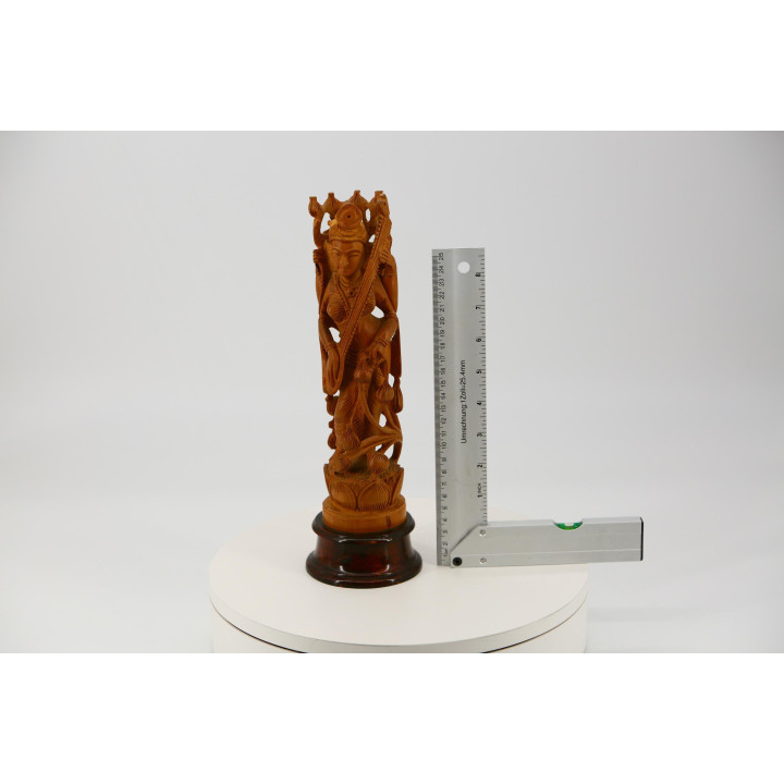 Handgesneden Houten Saraswati Beeld - India 1990