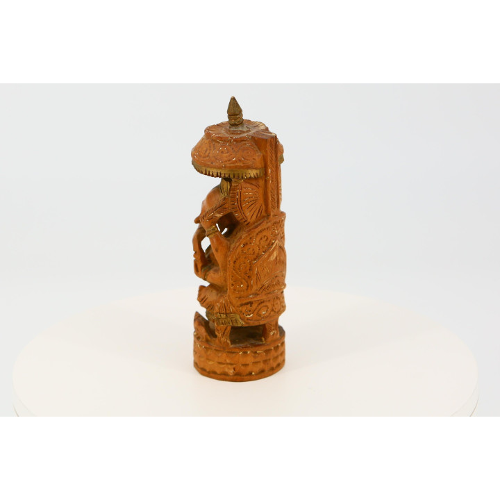 Vintage Hand-Carved Wooden Ganesha Statue 18cm
