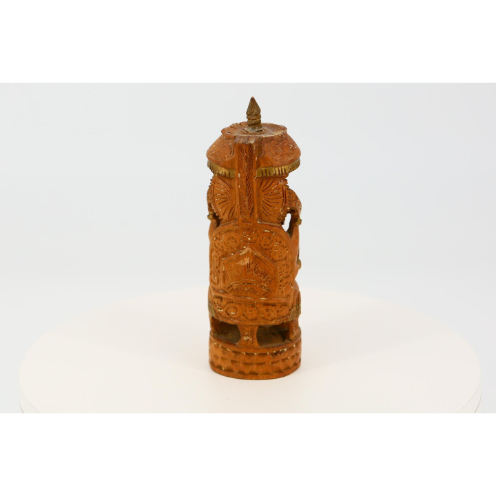 Vintage Hand-Carved Wooden Ganesha Statue 18cm