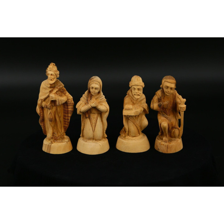 Statuettes en Bois d'Olivier (Lot de 4) — Années 90
