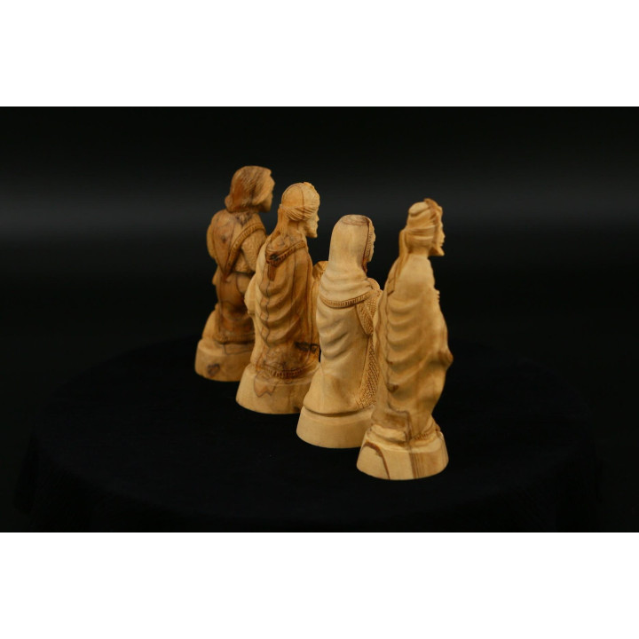 Olivenholz-Krippenfiguren (4er-Set) — 1990er Jahre