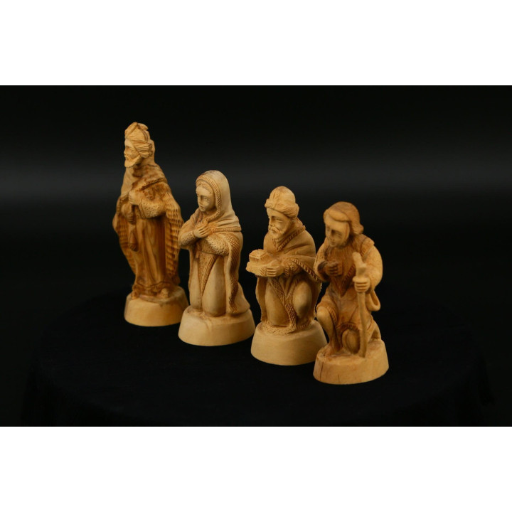 Olivenholz-Krippenfiguren (4er-Set) — 1990er Jahre