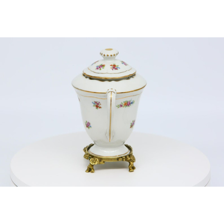 Teiera Porcellana Limoges Porcelaines Pallas e Bronzo