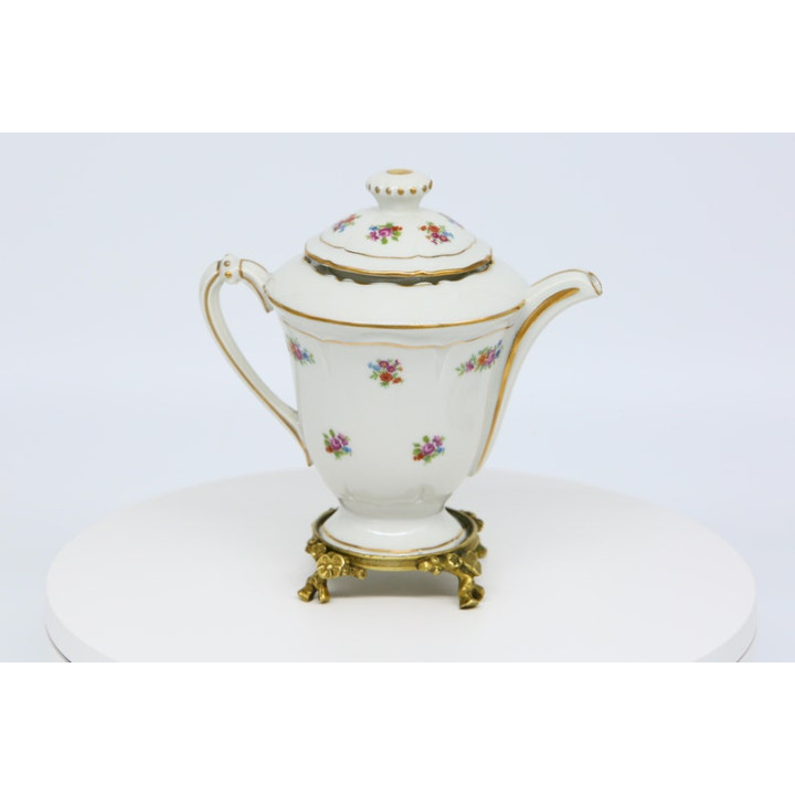 Teiera Porcellana Limoges Porcelaines Pallas e Bronzo