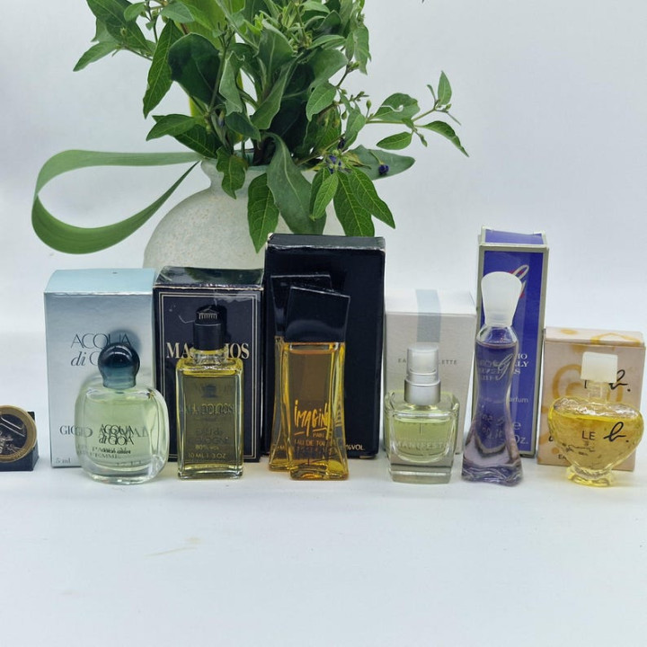 Zestaw 6 miniaturowych perfum vintage - Armani, Rossellini