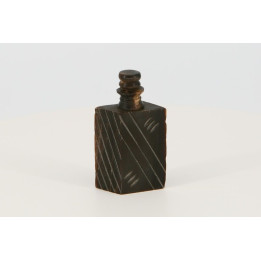 Vintage Hand-Carved Wood Perfume Bottle 1990s