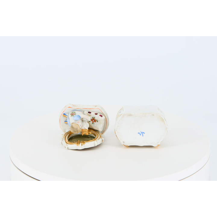 Antique German Porcelain Jewelry Box 19th Century