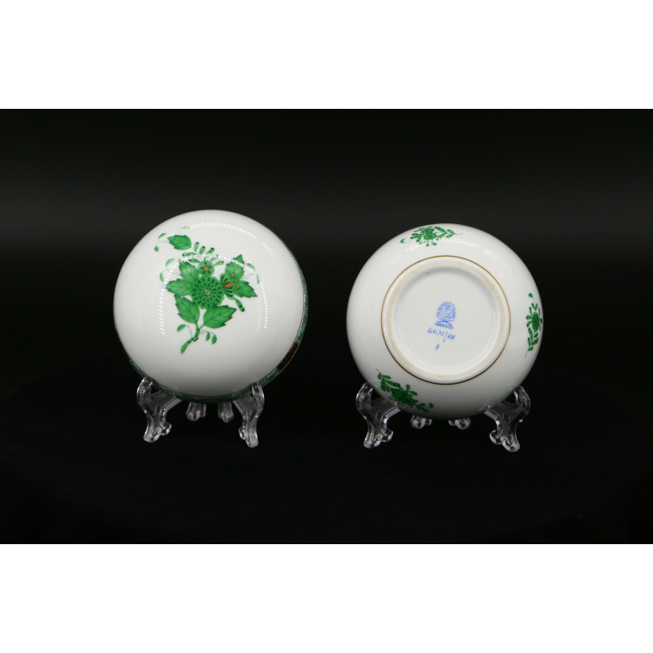 Herend Apponyi Vert Porcelain Box | Hand-Painted 24k Gold