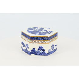 Real Old Willow Booths Hexagonal Porcelain Box 1981