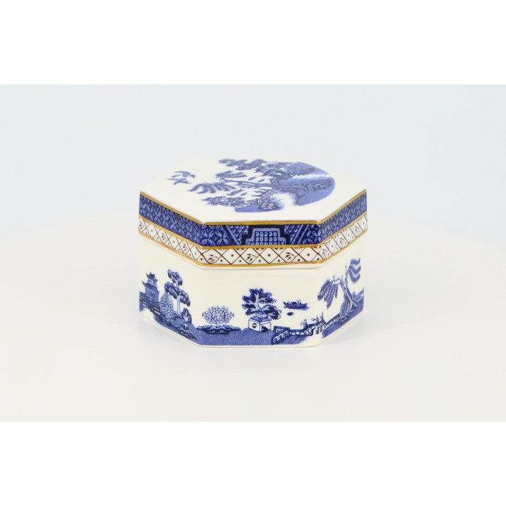 Real Old Willow Booths Hexagonal Porcelain Box 1981