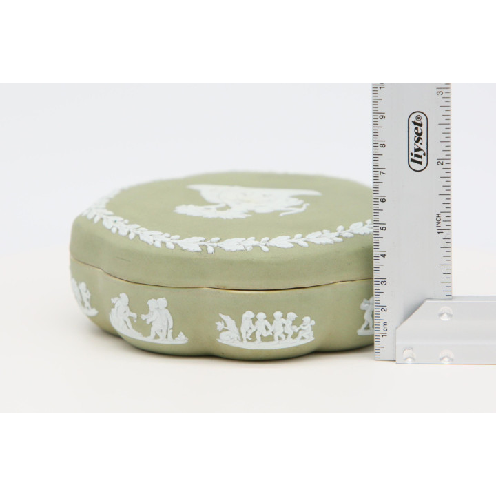 Caixa de Porcelana Jasperware Séc. XIX - Verde Sálvia