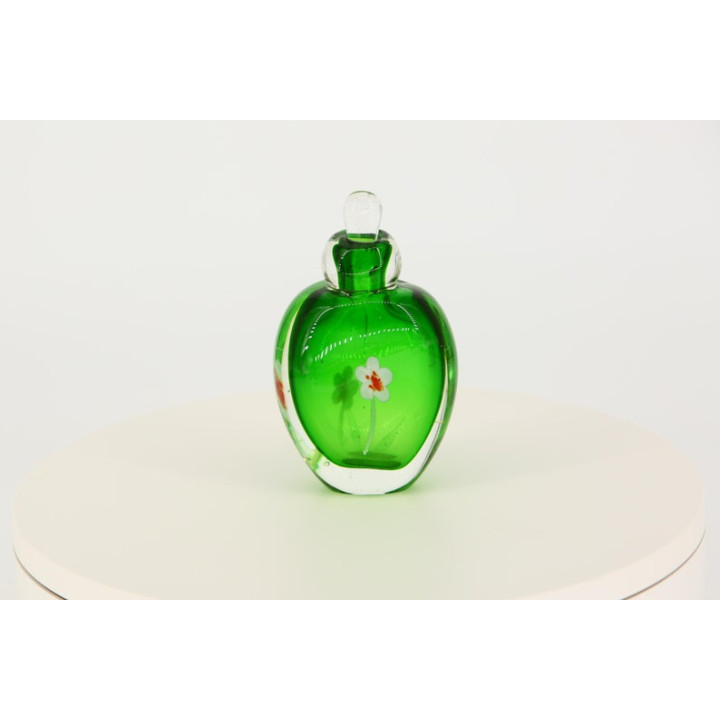 Vintage Sommerso Glazen Fles met Bloem, Jaren 90