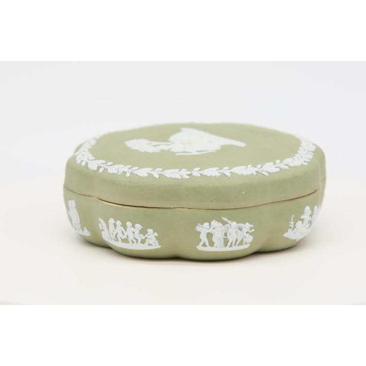 Caixa de Porcelana Jasperware Séc. XIX - Verde Sálvia