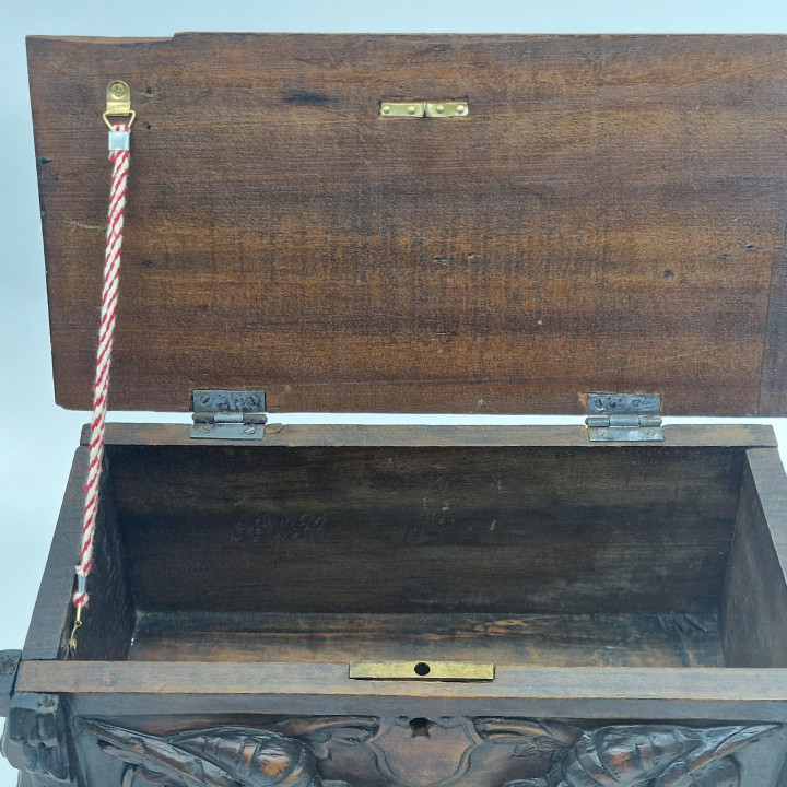 Antique Hand-Carved Walnut Chest - Neogothic Style (c. 1900)