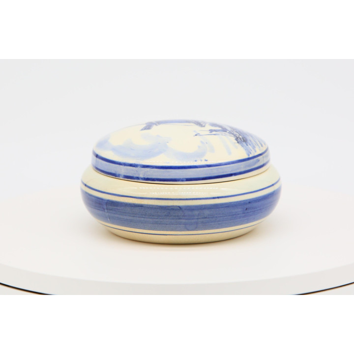 Vintage 1970s Delft Blue Ceramic Box - Hand-Painted