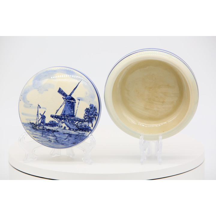 Vintage 1970s Delft Blue Ceramic Box - Hand-Painted