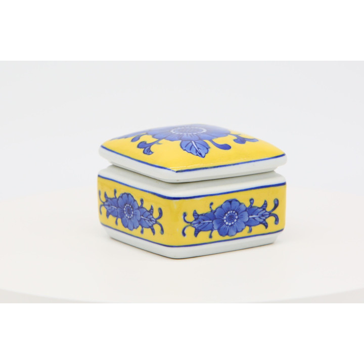 Porta-joias Vintage em Cerâmica Anos 80 - Amarelo e Azul