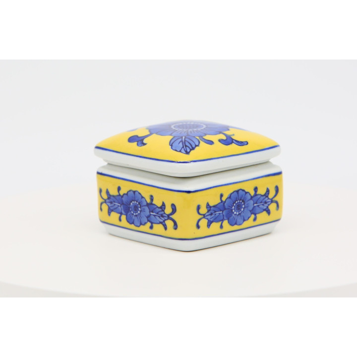 Portagioie Vintage in Ceramica Anni '80 - Giallo e Blu Cobalto