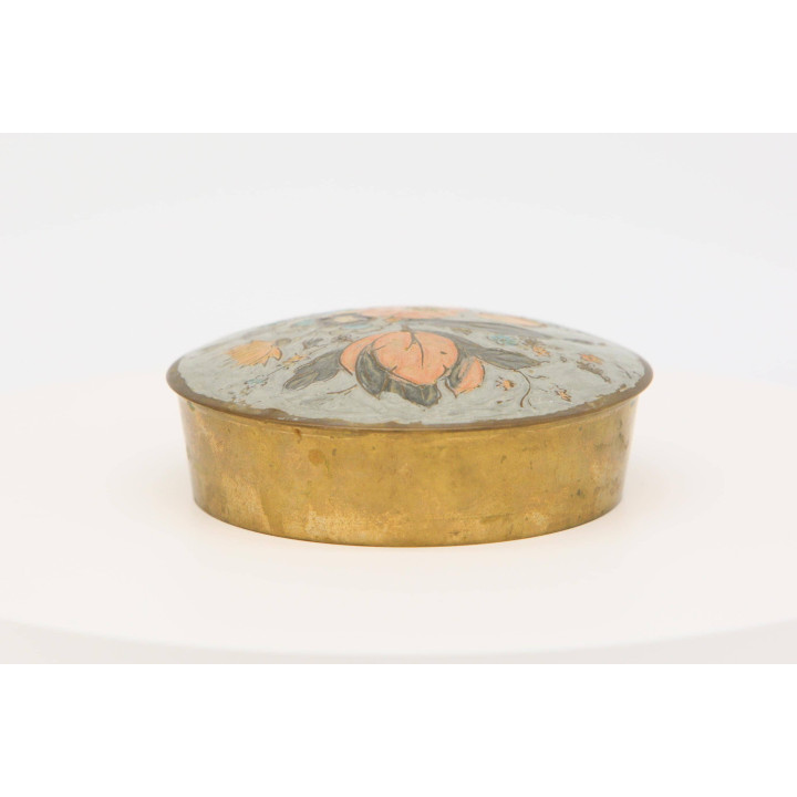 Vintage 1950s Brass and Polychrome Enamel Trinket Box