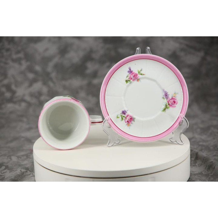 Set Tazza da Tè e Piattino in Porcellana Vintage Anni '70