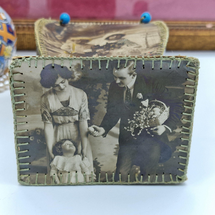 Antique Postcard Box (1900-1910) - Edwardian Folk Art