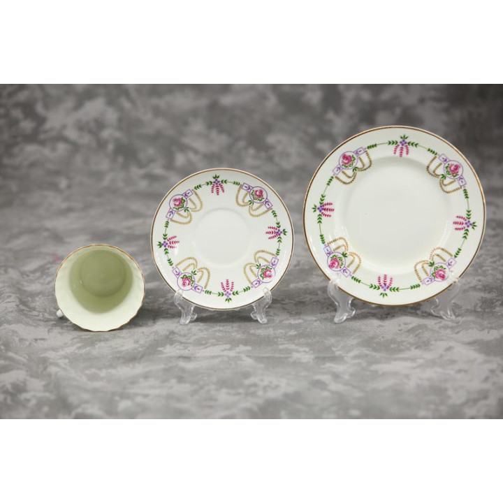 LFZ Lomonosov USSR Porcelain Coffee Trio 1984
