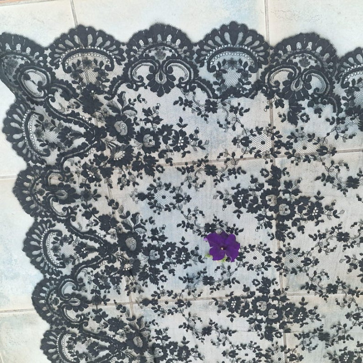 Antique Spanish Black Silk Lace Mantilla (1930s) | Chantilly Veil