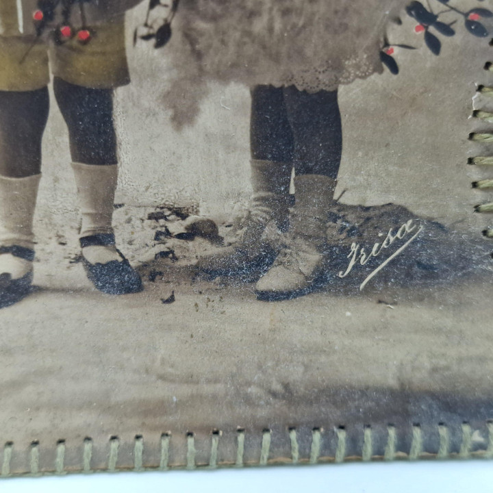 Antike Postkarten-Schatulle (1900-1910) - Volkskunst