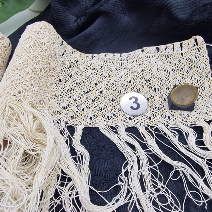 19th-Century Spanish Handcrafted Macrame Lace (2 pcs, 62cm)