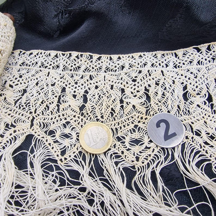 19th-Century Spanish Handcrafted Macrame Lace (2 pcs, 62cm)
