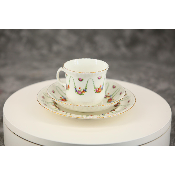 Trios de Thé Porcelaine Samuel Radford, Service Radfordian Tasse Soucoupe Assiette 15 Pièces, Années 1930 Staffordshire Anglete…