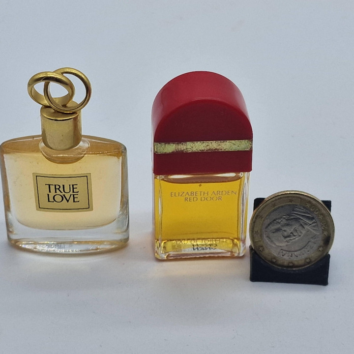 Set de Mini Perfumes Elizabeth Arden Vintage - True Love y Red Door Miniaturas, Frascos de Vidrio Colección Años 90, Dúo 4.5cm