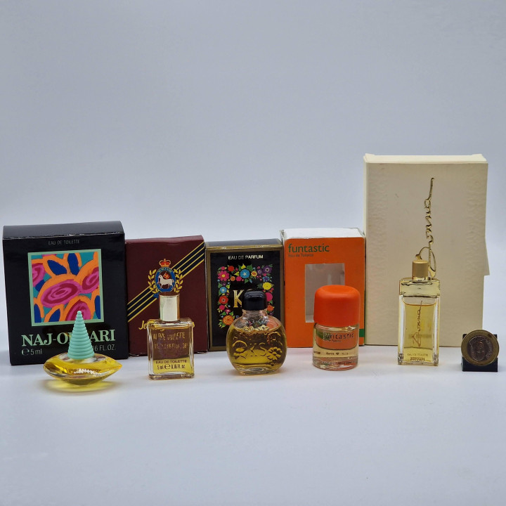 Lot de 5 Miniatures Parfum Vintage - Ferrari Donna, Ken Scott, Naj Oleari EDT EDP - Parfums de Collection Italiens avec Boites…