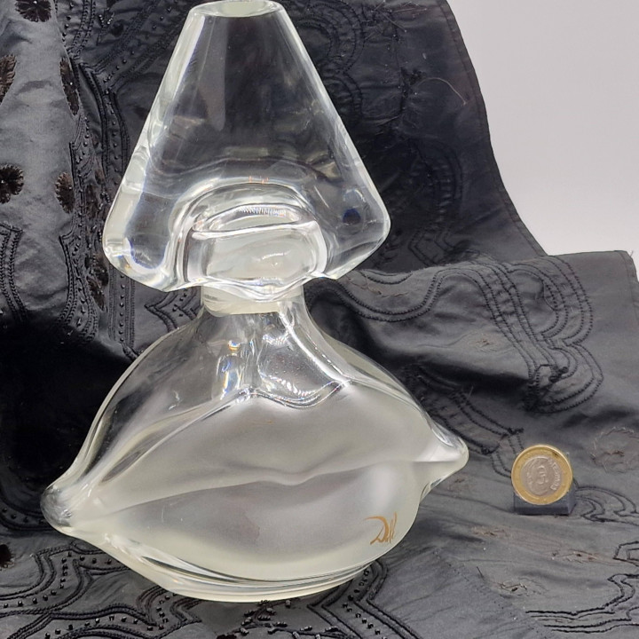 Frasco Perfume Salvador Dalí Edição Limitada 1983, Escultura Lábios Cristal Lalique, Vidrio Artístico Surrealista Assinado, Peç…