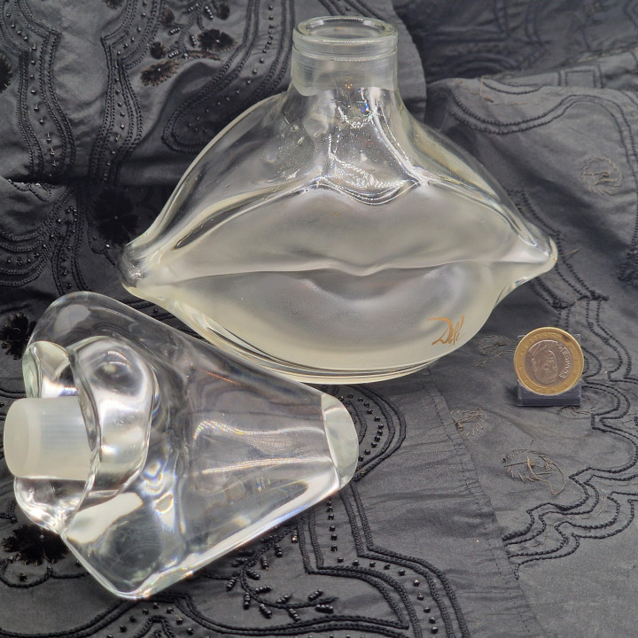 Frasco Perfume Salvador Dalí Edição Limitada 1983, Escultura Lábios Cristal Lalique, Vidrio Artístico Surrealista Assinado, Peç…
