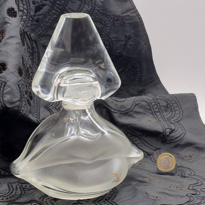 Frasco Perfume Salvador Dalí Edição Limitada 1983, Escultura Lábios Cristal Lalique, Vidrio Artístico Surrealista Assinado, Peç…