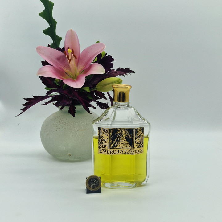 Vintage Perfume Myrurgia Embrujo de Sevilla Cologne 200ml, 1950s Octagonal Glass Bottle for Collectors, Rare Spanish Fragrance
