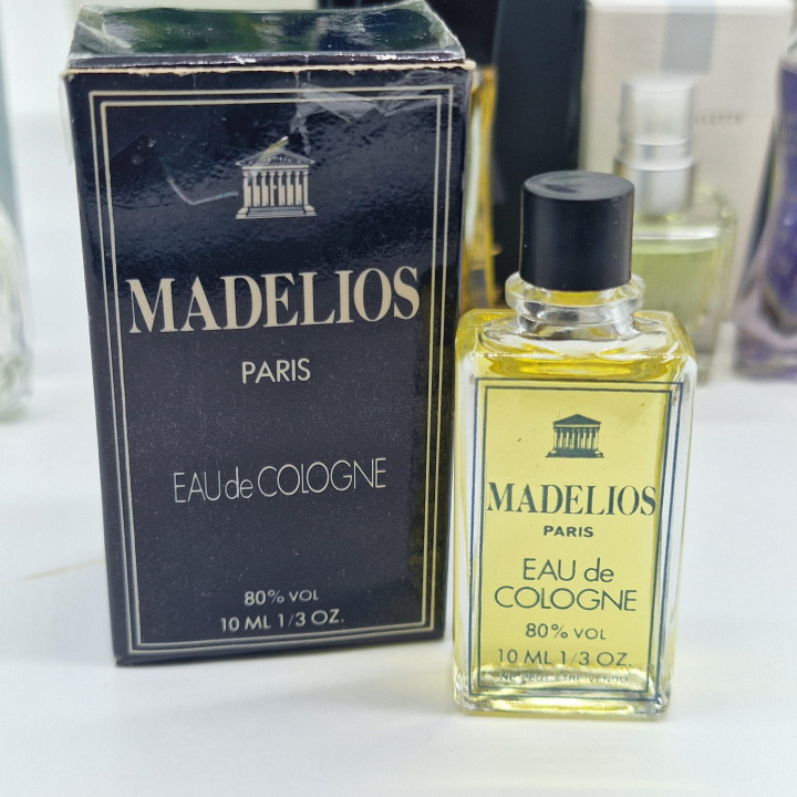 Zestaw 6 Miniatur Perfum Vintage z Pudełkiem - Giorgio Armani, Madelios Paris, Isabella Rossellini - Kolekcja Flakonów, 5-10 ml