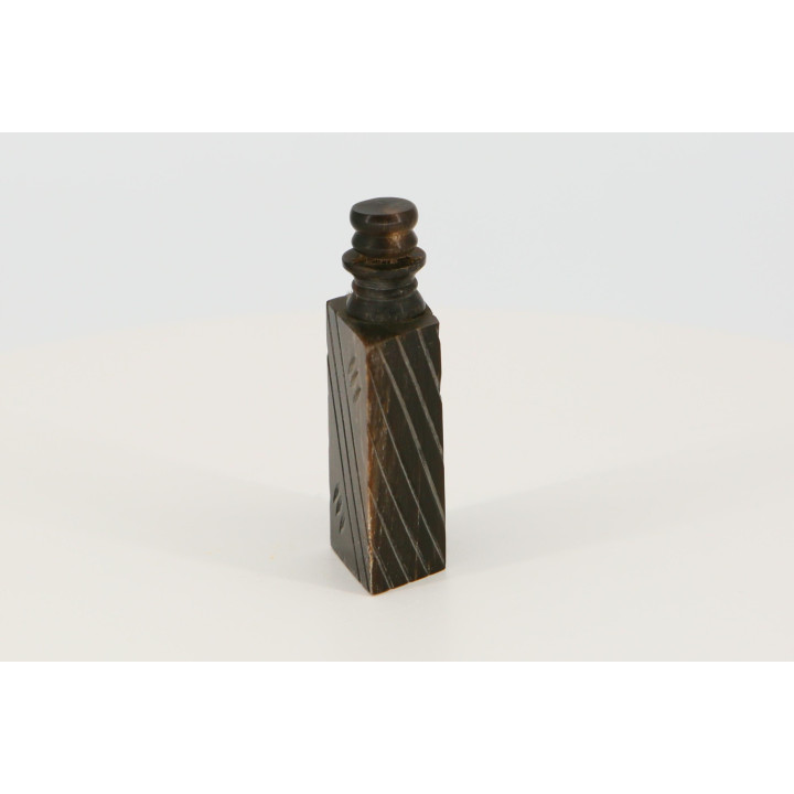Houten Parfumfles Handgesneden, Vintage Flacon voor Essentiële Oliën, Handgemaakte Etnische Geometrische Parfumeur, 1990 Decor,…