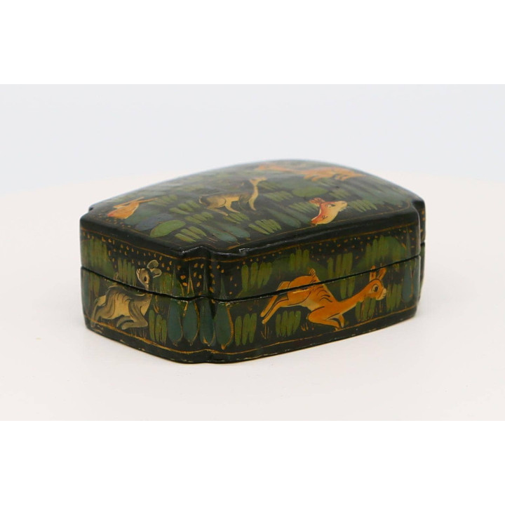 Boîte Vintage en Papier Mâché Cachemire 1970