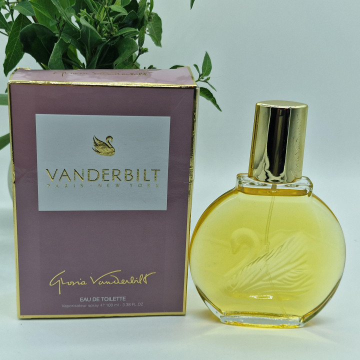 Perfume Gloria Vanderbilt Vanderbilt Eau de Toilette 100 ml com Caixa Original, Frasco de Vidro de Coleção com Cisne Relevo