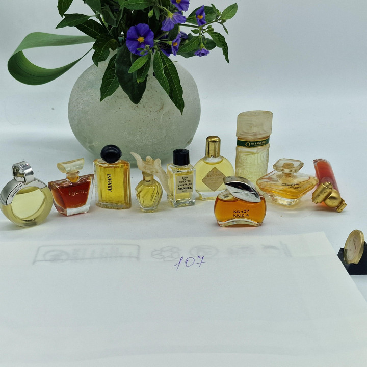 Набор 10 винтажных миниатюр духов - Chanel Cristalle, Armani 1982, Lancome Tresor, Givenchy Organza, коллекционные мини флаконы