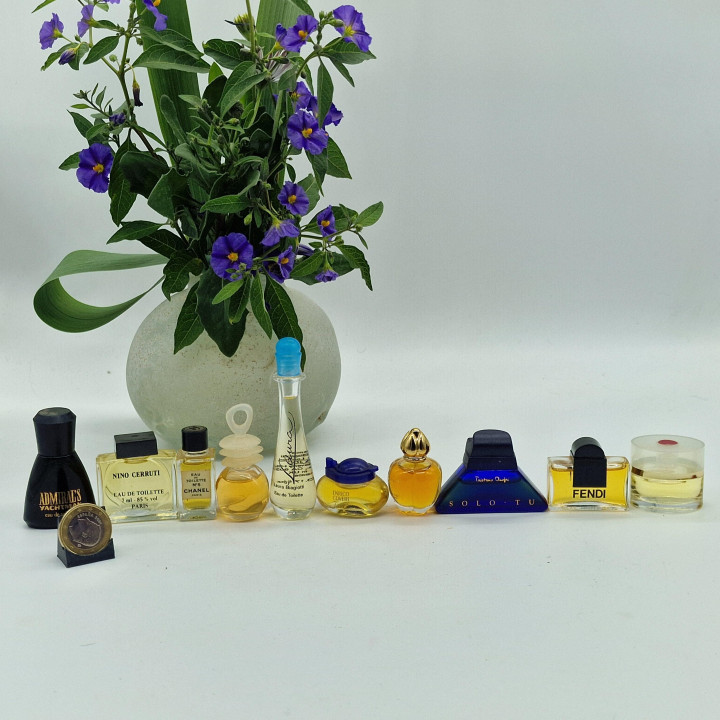 Lot 10 Miniatures Parfum Vintage - Chanel No 5, Fendi 1985, Jean Patou, Laura Biagiotti - Collection de Parfums Rares 1980-2000