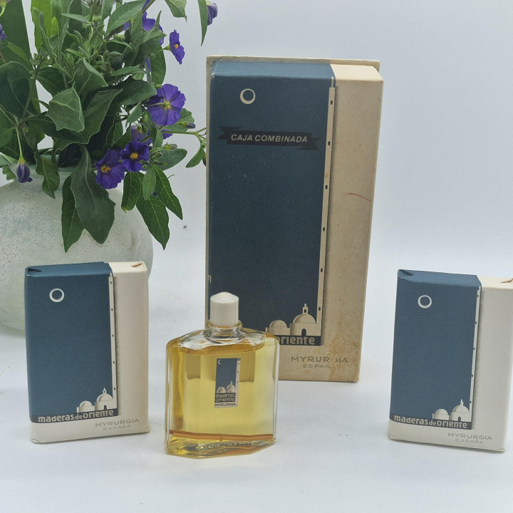 Coffret Parfum Vintage Myrurgia Maderas de Oriente - Fragrance 30ml et 2 Savons 81g Boîte, Espagne Années 1960 Cosmétique Colle…