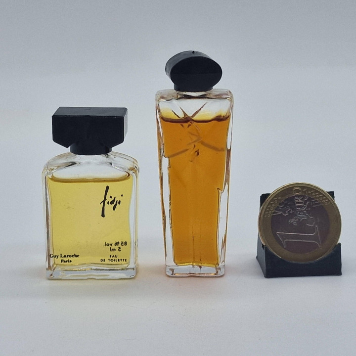 Guy Laroche Miniatur Parfum Set Vintage, Fidji und Clandestine Eau de Toilette 5ml, Sammler Mini Duftflakons der 1980er, 2er Set